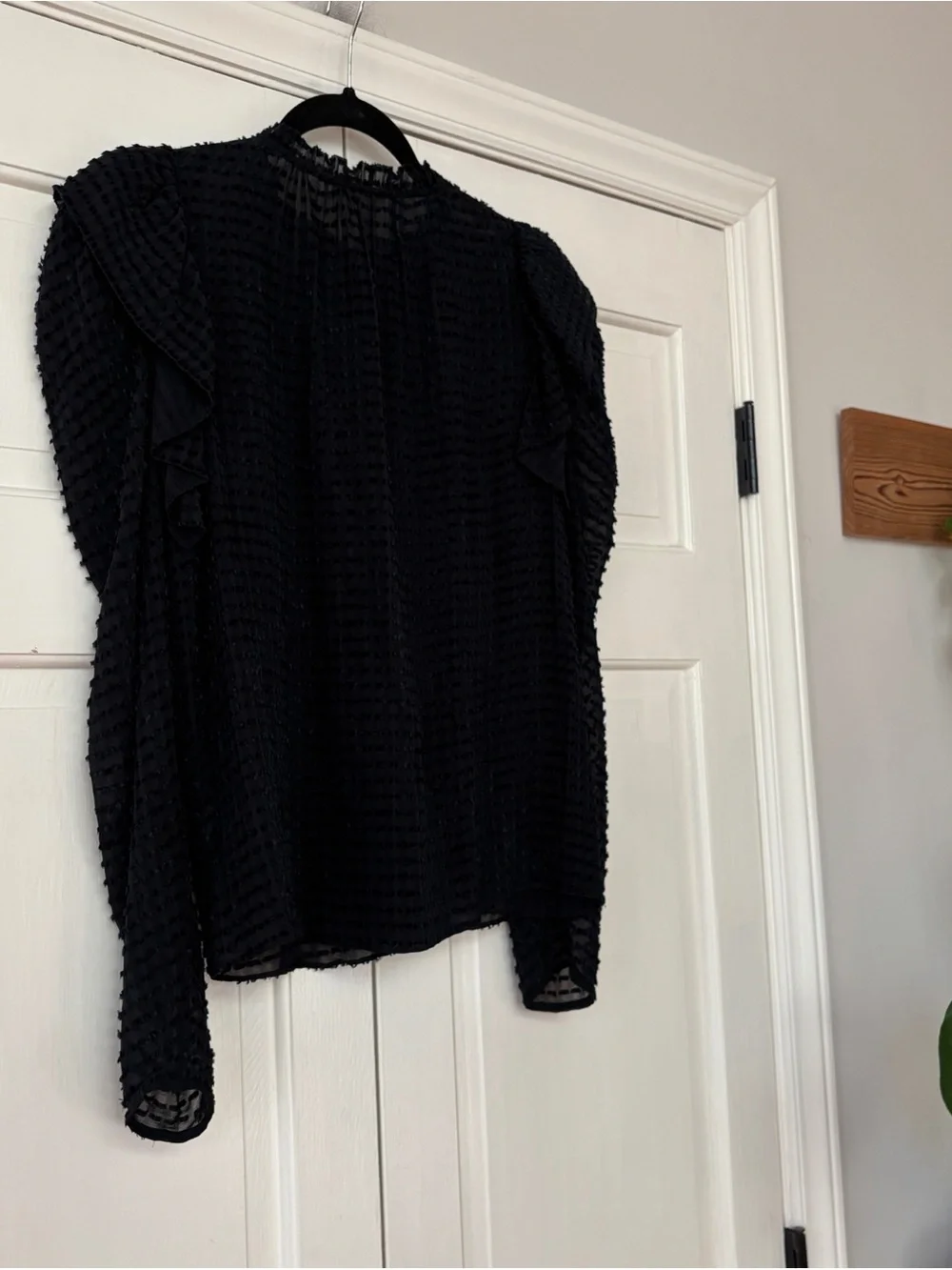 Ulla Johnson Fiona‎ Blouse Noir Navy Black Swiss Dot Silk Puff Sleeve Top Size 2